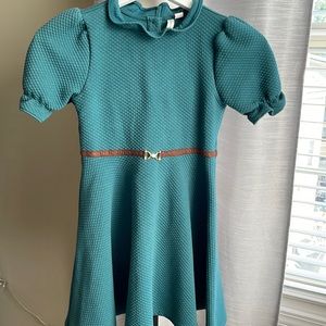 Janie and Jack Teal Dress with Brown Accent
